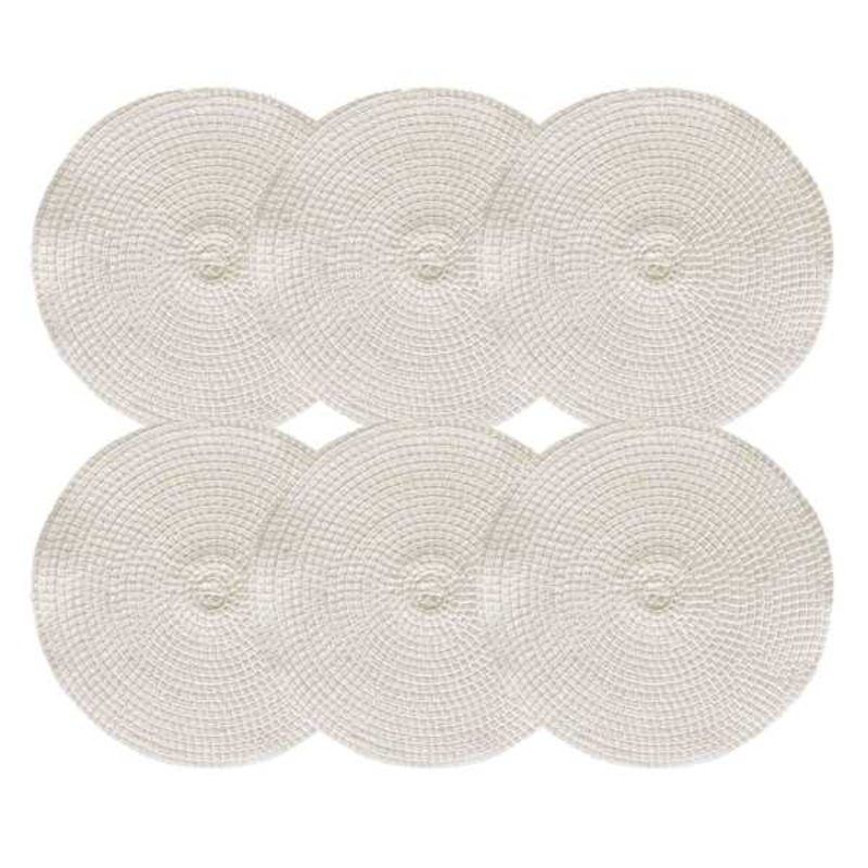 Set of 6 Round Shiori Placemats, Natural