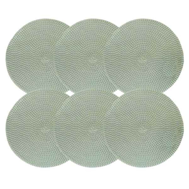 Set of 6 Round Shiori Placemats, Spruce