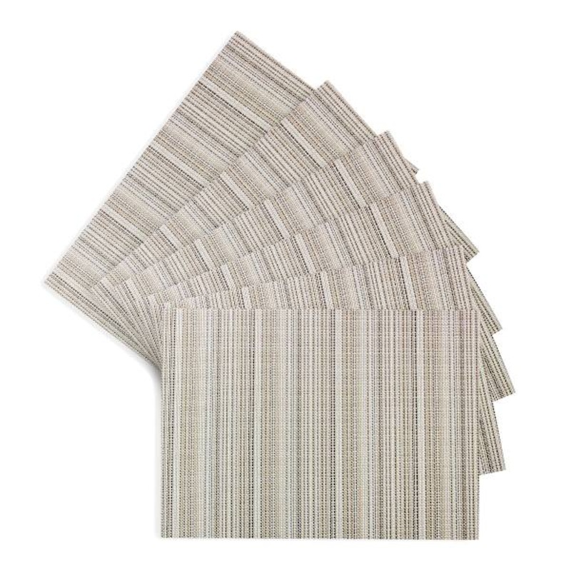 Set of 6 Sandford Ivory Woven Vinyl Placemats, 18×13