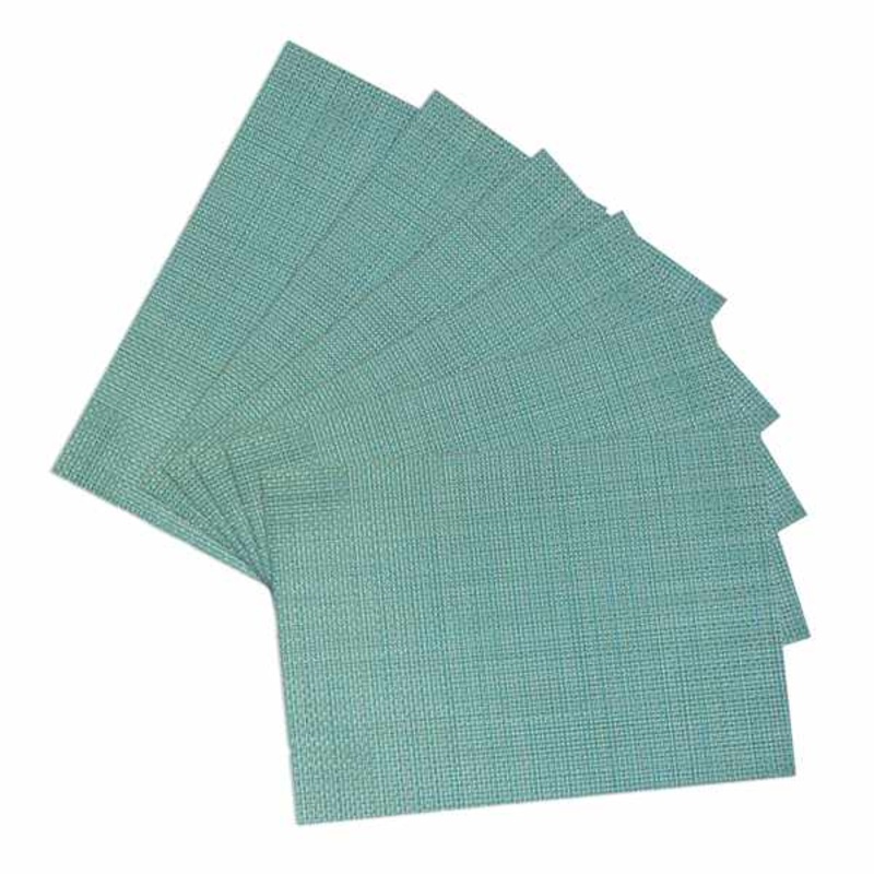 Set of 6 Sandford Ocean Woven Vinyl Placemats, 18×13