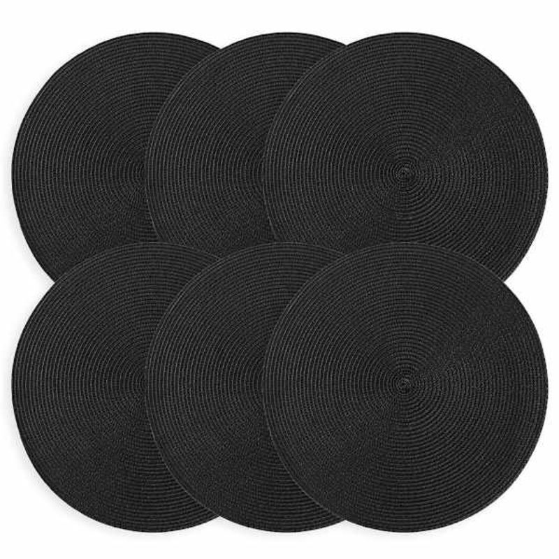 Set of 6 Veranda Black Placemats, 15″