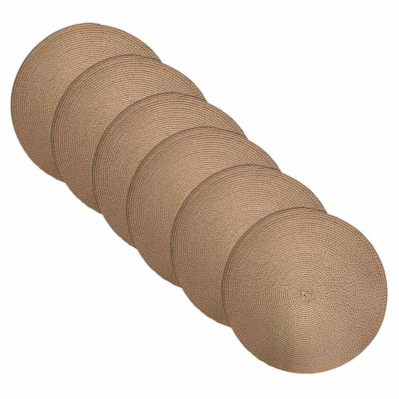 Set of 6 Veranda Taupe Placemats, 15″