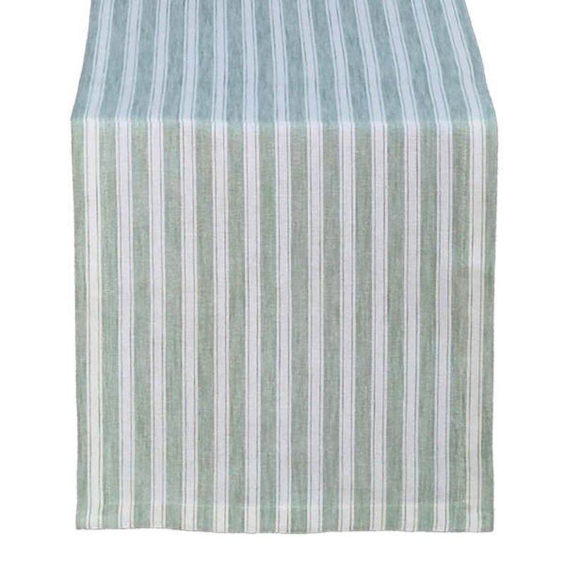 Smoke Green Striped Table Runner, 72×13