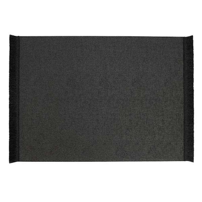 Solid Black Faux Leather Rectangle Placemat with Fringe, 13×17