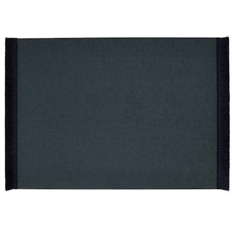 Solid Navy Blue Faux Leather Rectangle Placemat with Fringe, 13×17