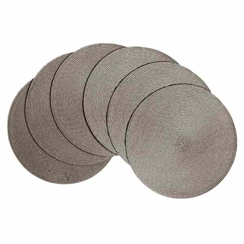 Veranda Set of 6 Cement Grey Placemats, 15″