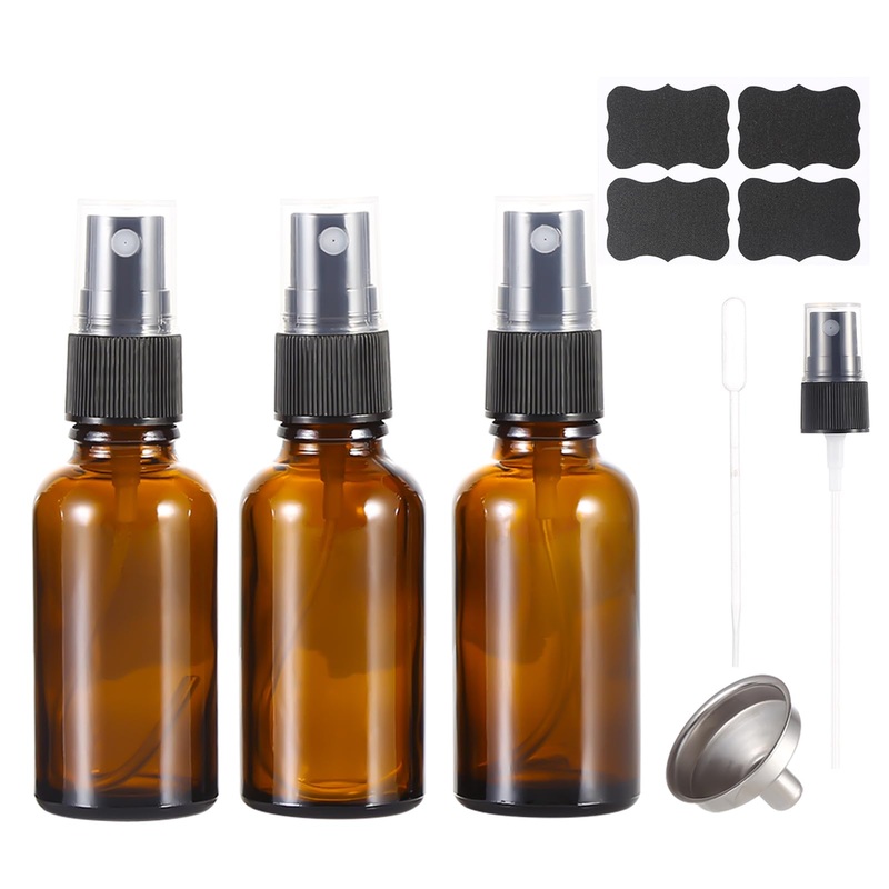 ALIFEIA 30ml Amber Glass Spray Bottles Small Empty Fine Mist Refillable Travel Spray Bottle for Cleaning Perfume Aromatherapy Cosmetic Sprays Hair Essential Oils with Fine Mist Dispenser(3 Pack) Amber 3 Pack 30ml