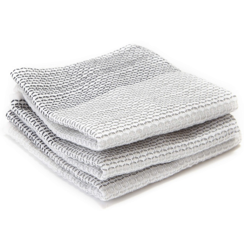 Full Circle Tidy 100% Organic Cotton Dish Cloths, Set of 3, Grayscale Set of 3 Dish Cloths Gray