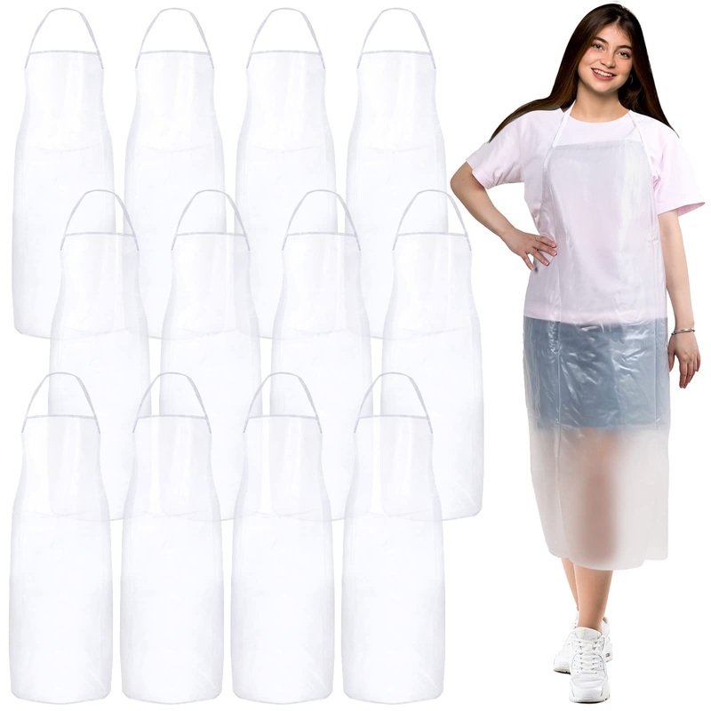 JaGely Pieces Unisex 43 x 27 Inch Heavy Duty Transparent PVC Waterproof Apron for Dishwashing, Butcher, Cleaning Fish, Dog Grooming and Lab Work to Keep Dry and Clean