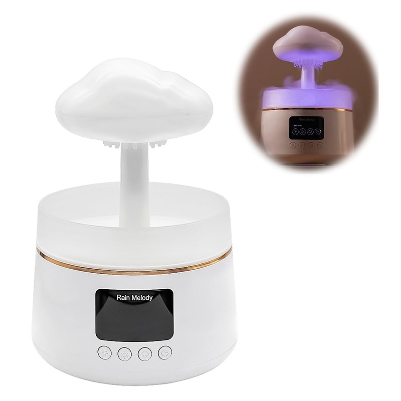Rain Cloud Humidifier Night Light with 7 Changing Colors Cloud Rain Humidifier with Waterfall Lamp Mushroom Humidifier Aromatherapy Essential Oil Diffuser for Sleeping Relaxing Rain Sound