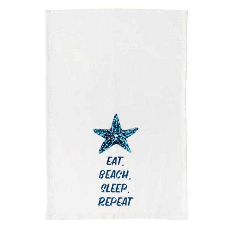 Set of 2 Beach Repeat White Kitchen Towels