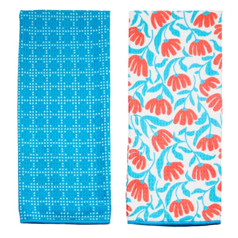 Set of 2 Blue Waffle Kitchen Towels