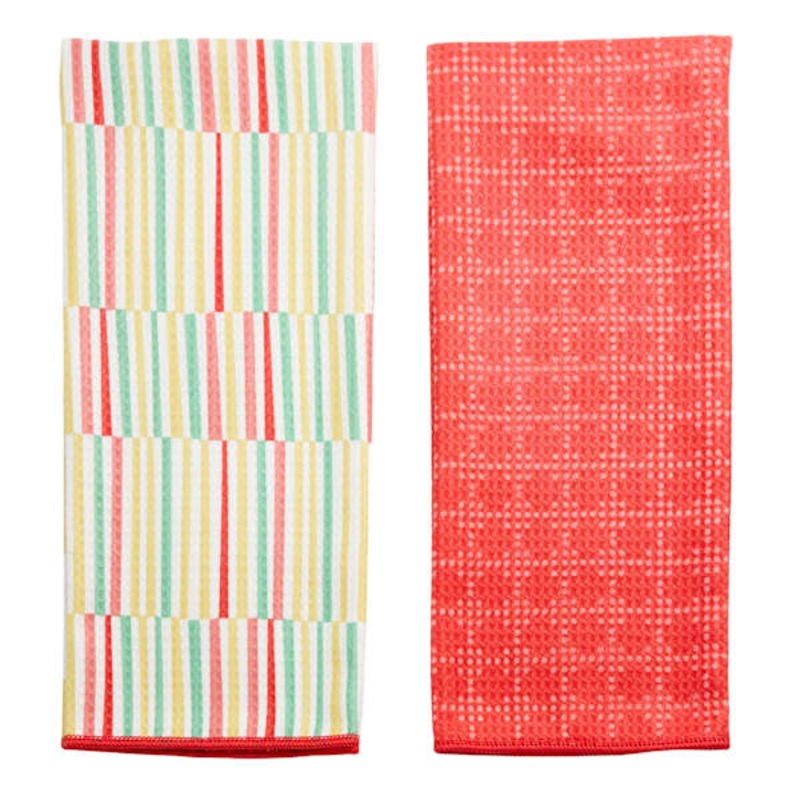 Set of 2 Pink Waffle Kitchen Towels