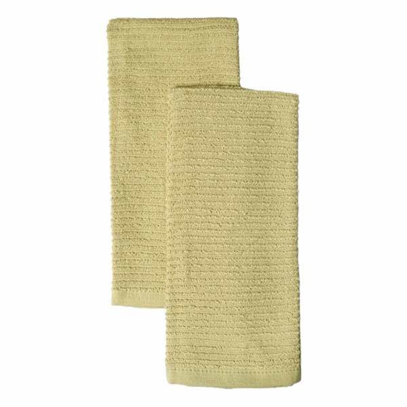 Set of 2 Taupe Wave Terry Cotton Kitchen Towels