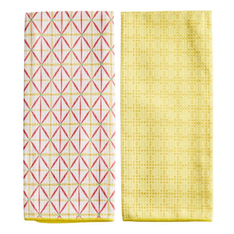 Set of 2 Yellow Waffle Kitchen Towels