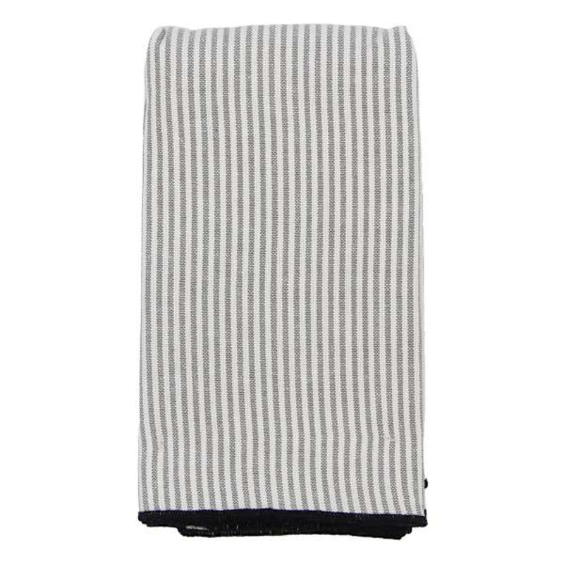 Set of 4 Black & White Striped Napkins with Black Overlock Edge, 18″