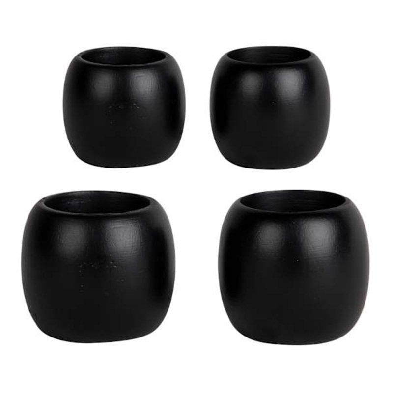 Set of 4 Black Wooden Napkin Rings