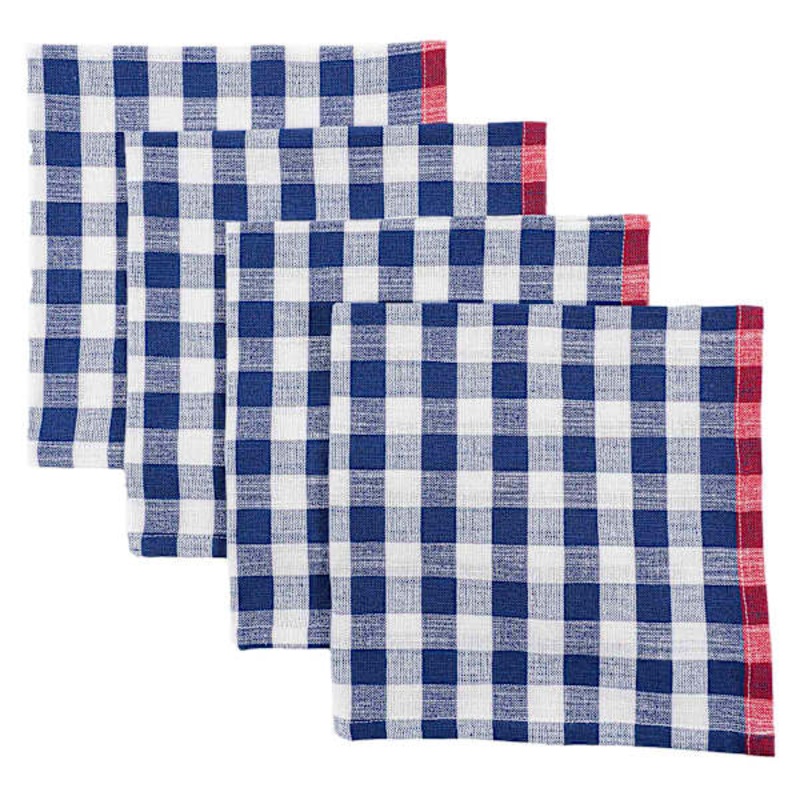 Set of 4 Blue Buffalo Check Cloth Napkins