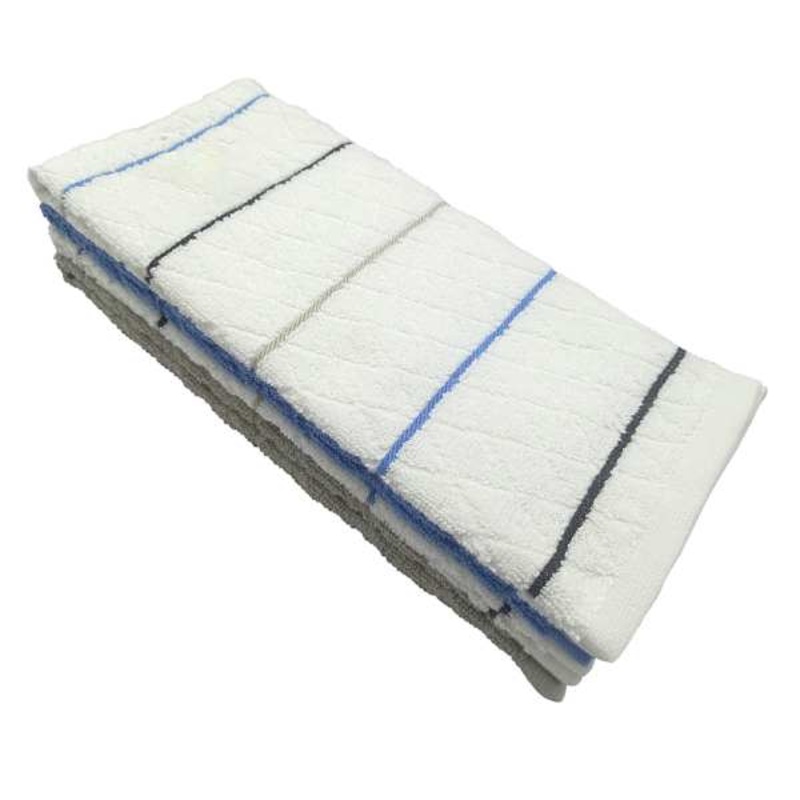 Set of 4 Blue & Grey Striped Kitchen Towels