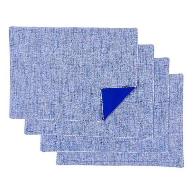 Set of 4 Chambray Blue Placemats, 18×13