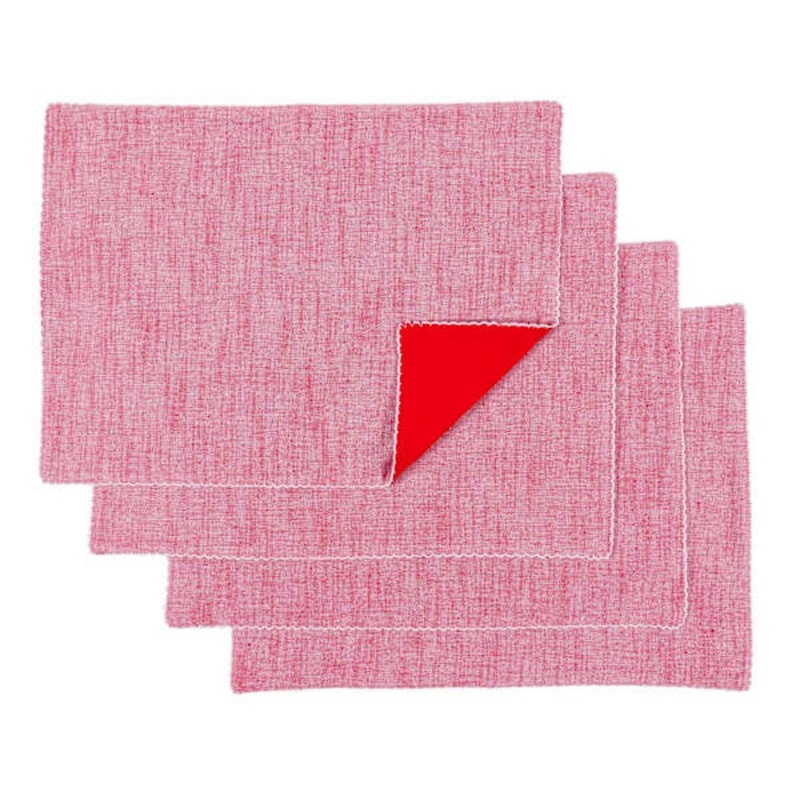 Set of 4 Chambray Red Placemats, 18×13