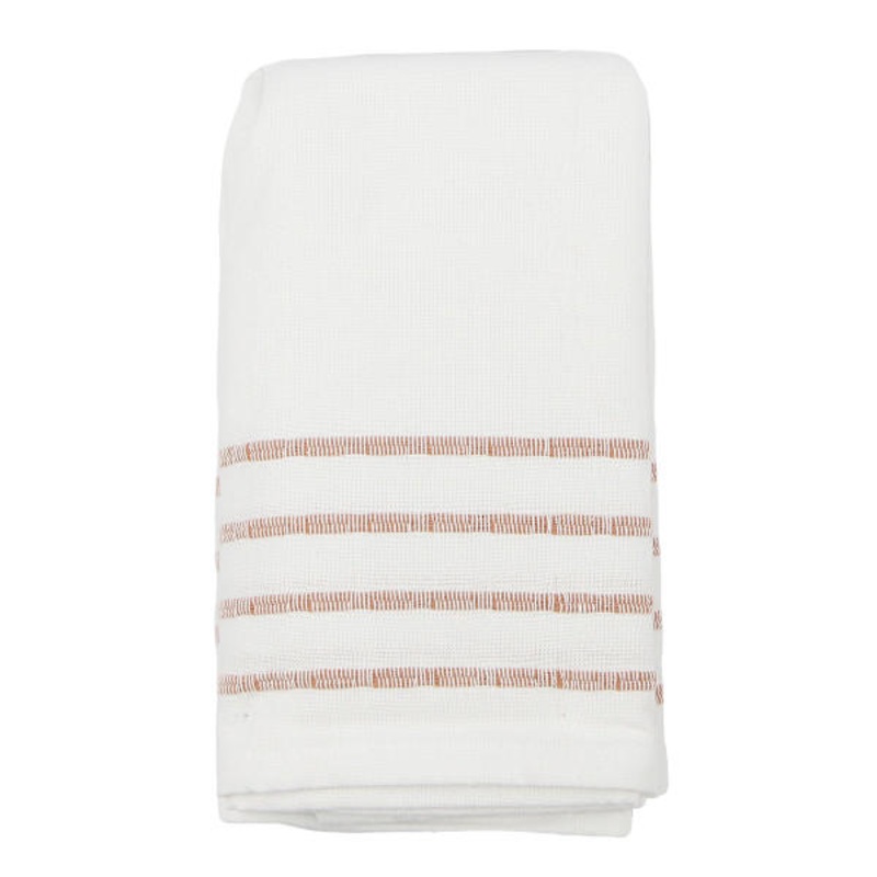 Set of 4 Ivory Ribbed Napkins with Rose Insert Stripes, 18″