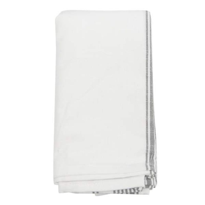Set of 4 White with Multi-Grey Stripes Napkins, 18″
