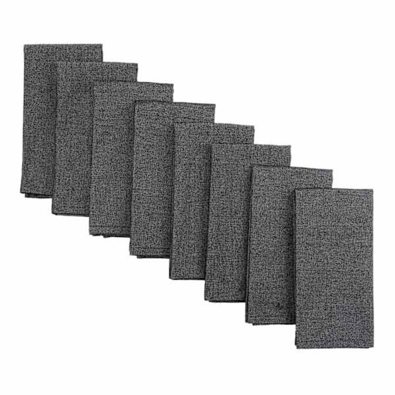 Set of 8 Black & Grey Mix Cotton Napkins, 18″