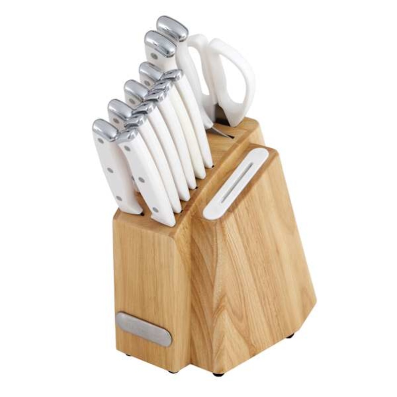 14-Piece Slim Cutlery Block Set, White