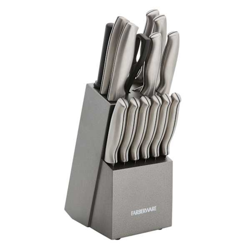 15-Piece Stamped Stainless Steel Graphite Cutlery Block Set