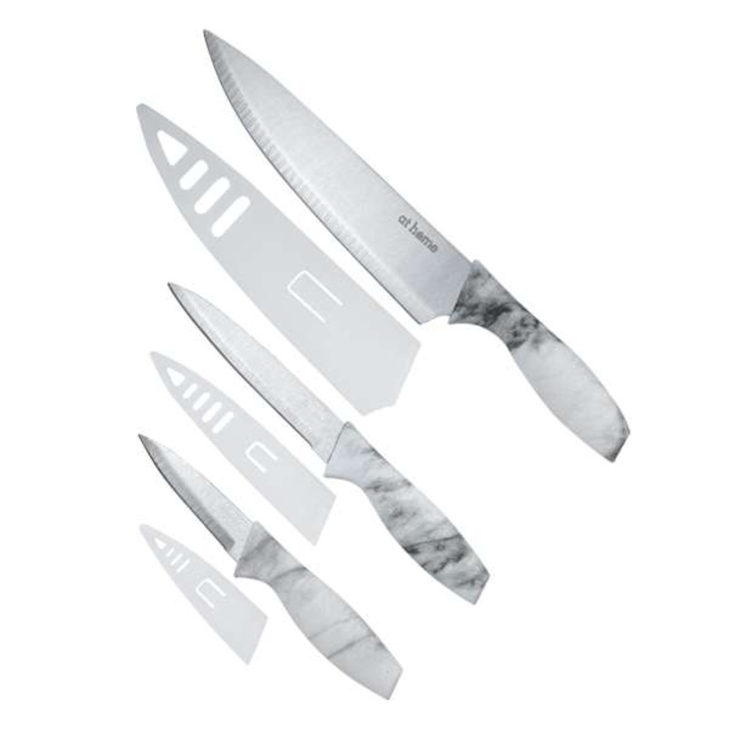6-Piece Marble Look Handle Knife& Sheath Set