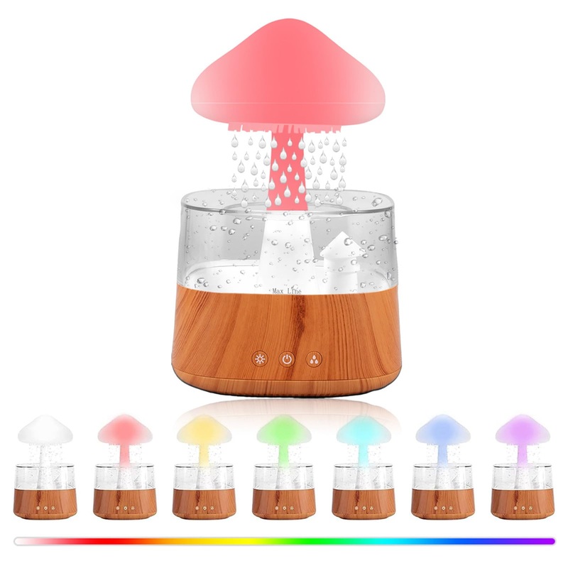 Cloud Rain Humidifier Colorful Light Raindrop Aroma Diffuser Humidifiers with 7 Color Changing Lights Multifunctional Aroma Diffuser Humidifier for Home Desk Bedside(white)