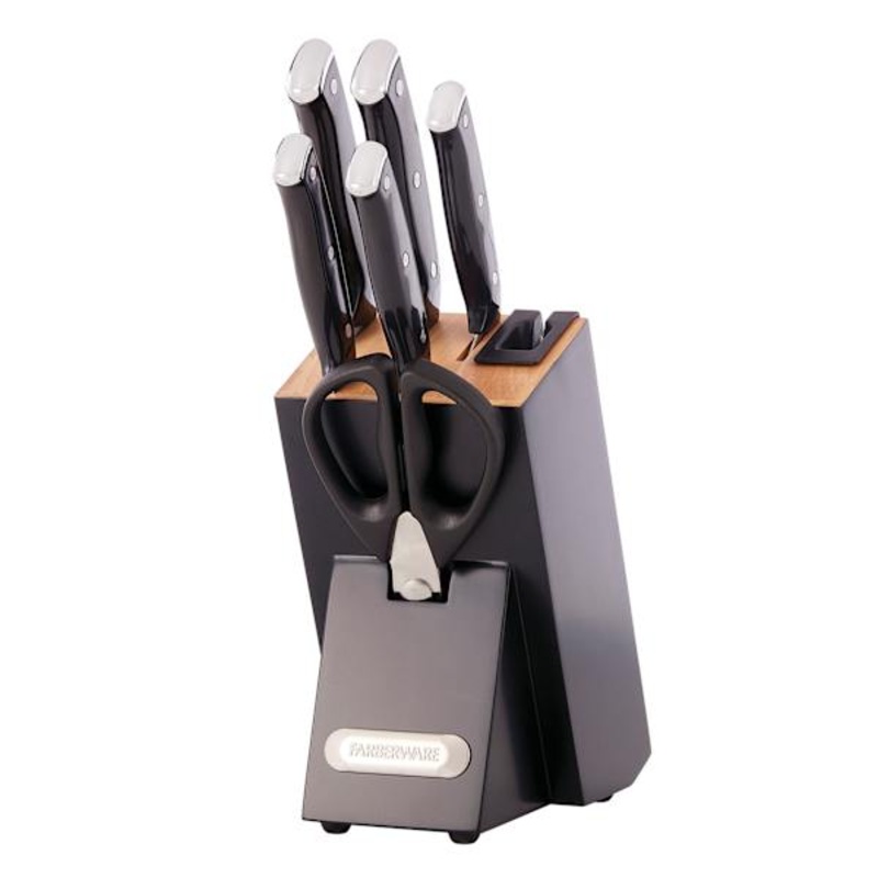 Edgekeeper 7-Piece Triple Riveted Cutlery Block Set, Black