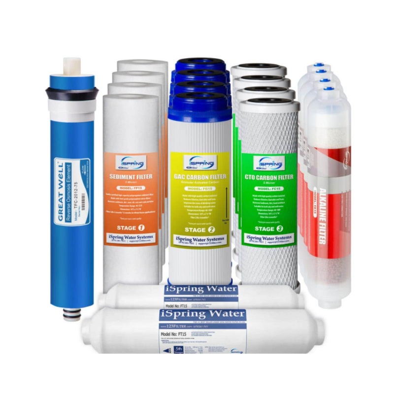 ISPRING 2-Year Filter Replacement Supply Set, RO Water Filtration Systems w/Alkaline Mineral Filter