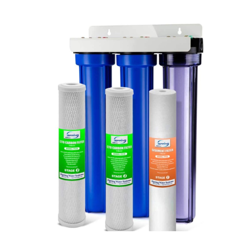 ISPRING 3-Stage Whole House Water Filtration System w/ 20 in. x 2.5 in, Block Filters