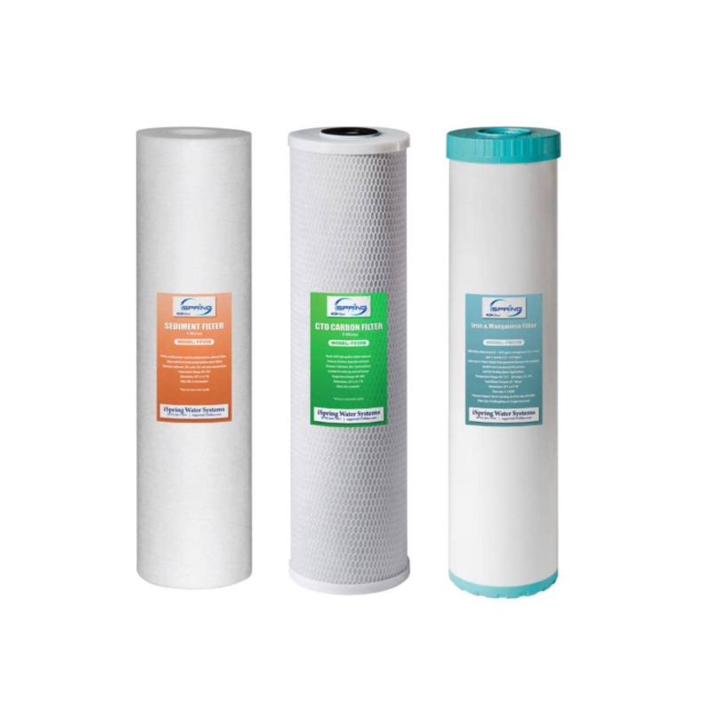 ISPRING Whole House Water Filters w/ Sediment, Carbon Block, and Iron, Fits WGB32BM