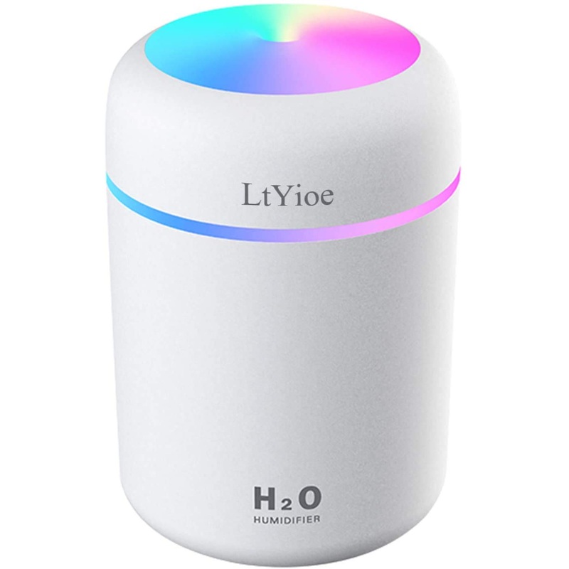 LtYioe Humidifier Portable Mini Humidifiers for Bedroom Personal Desktop Air Humidifier with Colorful Cycling Light 2 Mist Modes and Auto Shut-Off Super Quite for Office Home Car(Navy Black)