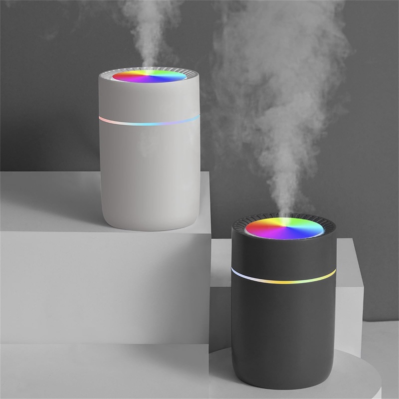 Mini Humidifier For Bedroom Car Humidifiers With Colorful Night Light Portable Small Room Humidifier Usb Desktop Air Humidifier Essential Oil Diffuser Car Purifier Aroma Anion Mist Maker A 4-grey