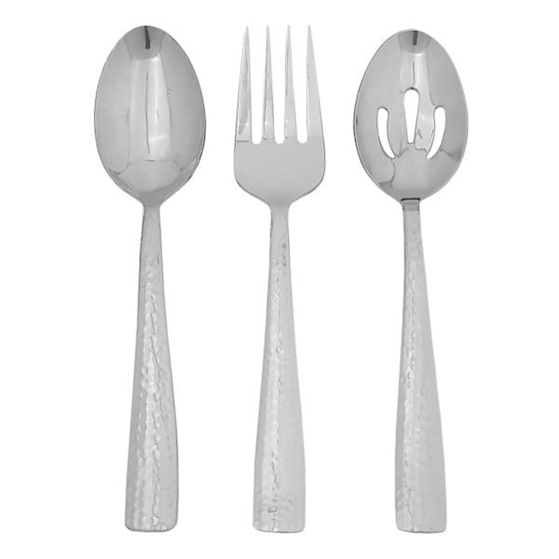 Set of 3 Stainless Steel Hammered Hostess Set