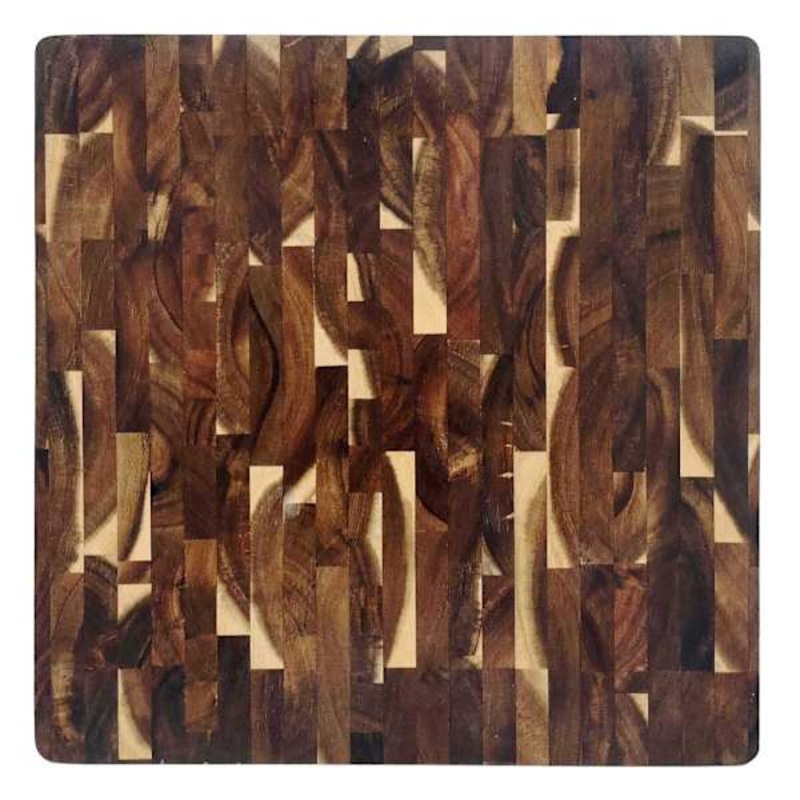 Square Acacia Wood Chopping Block, 13.8″