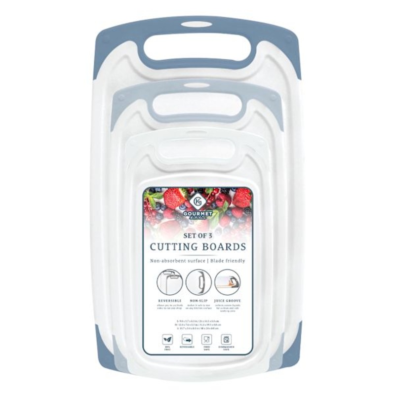 3-Piece Non-Slip Cutting Board Set, Blue Shadow