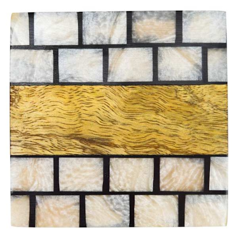 Set of 4 Square Mother of Pearl & Wood Coasters