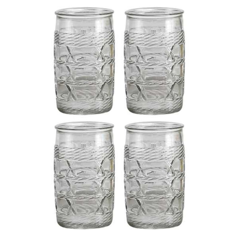 Set of 4 Willow Textured Glass Coolers, 6.5″