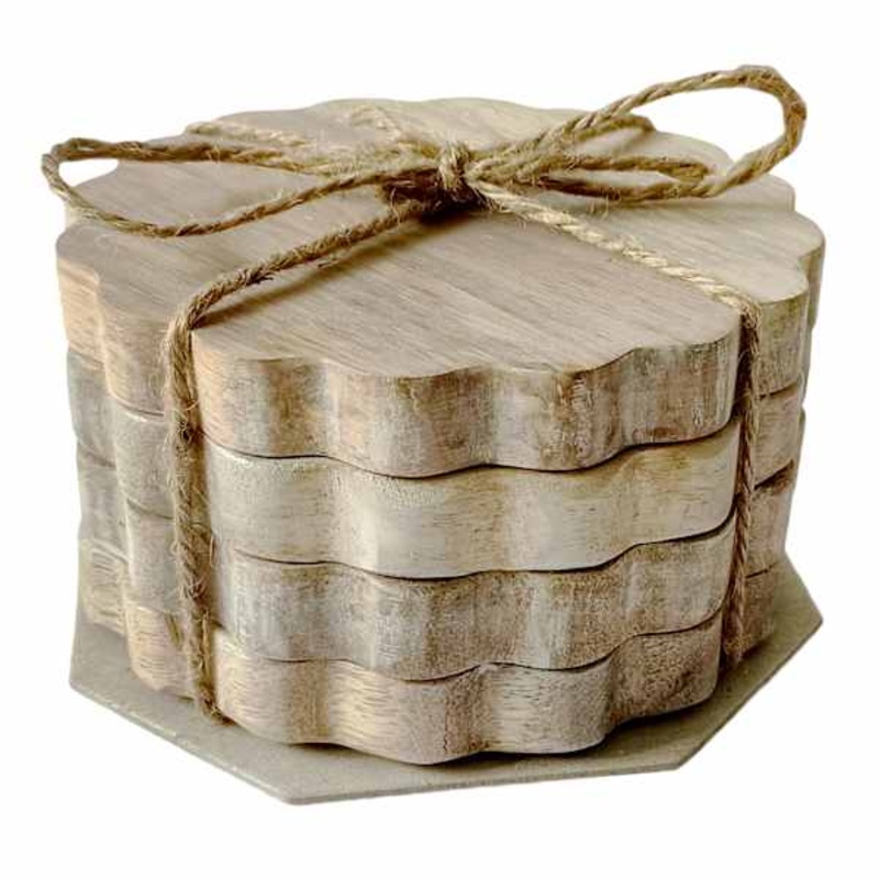 Tracey Boyd Set of 4 Scalloped Wood Coasters