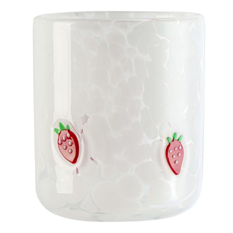 White Confetti Strawberry Icon Glass, 17.25oz