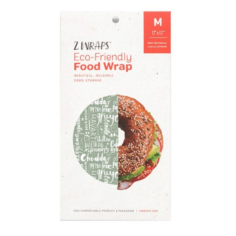 Z Wraps Eco Friendly Medium Food Wrap, 12″, Cheese Print