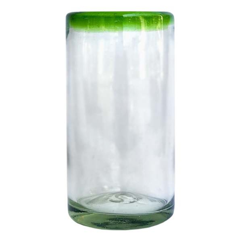 Recycled Glass Highball Green Rim Glass