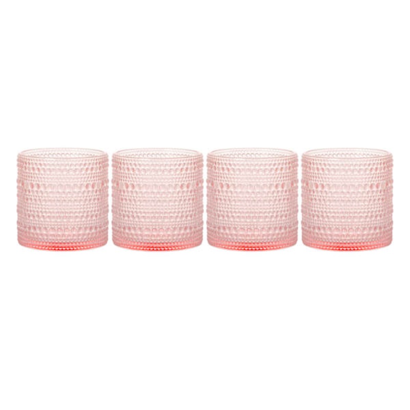 Set of 4 Blush Pink Spectra Double Old Fashioned Glasses, 13oz