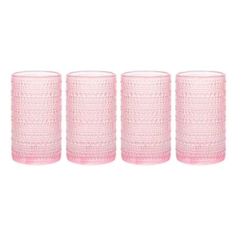 Set of 4 Blush Pink Spectra Highball Glasses, 15oz