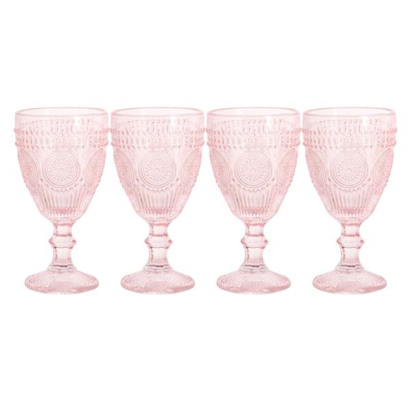 Set of 4 Circa Blush Pink Wine Goblets, 10oz